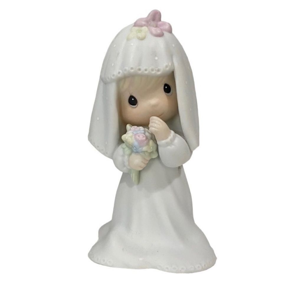 Precious Moments Bride 1983 Vintage Porcelain Figurine with Floral Veil
